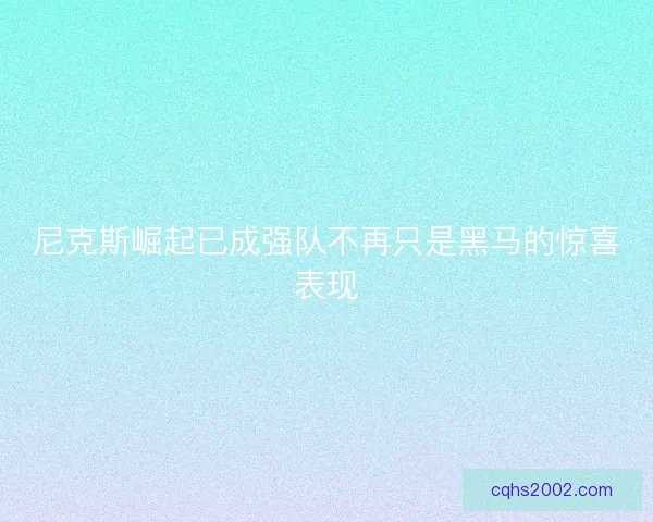 尼克斯崛起已成强队不再只是黑马的惊喜表现