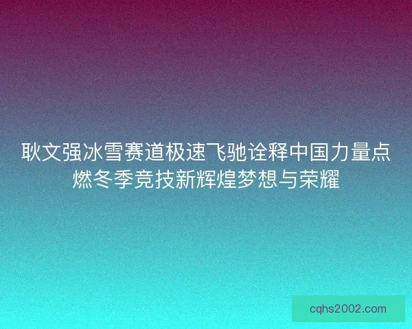 耿文强冰雪赛道极速飞驰诠释中国力量点燃冬季竞技新辉煌梦想与荣耀